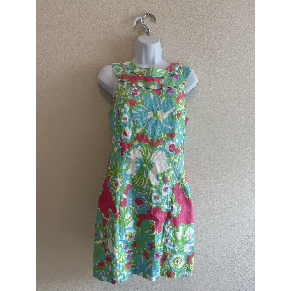 Lilly Pulitzer‎ Lindy Beaded Shift Dress, Pink A Delicacy pattern, Size 6